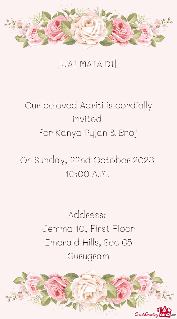 Our beloved Adriti is cordially invited