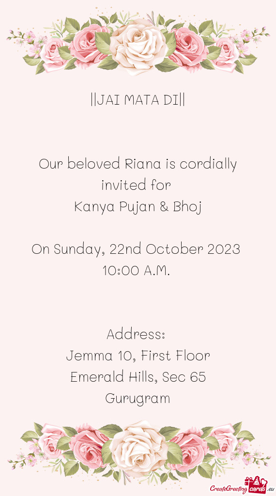 Our beloved Riana is cordially invited for