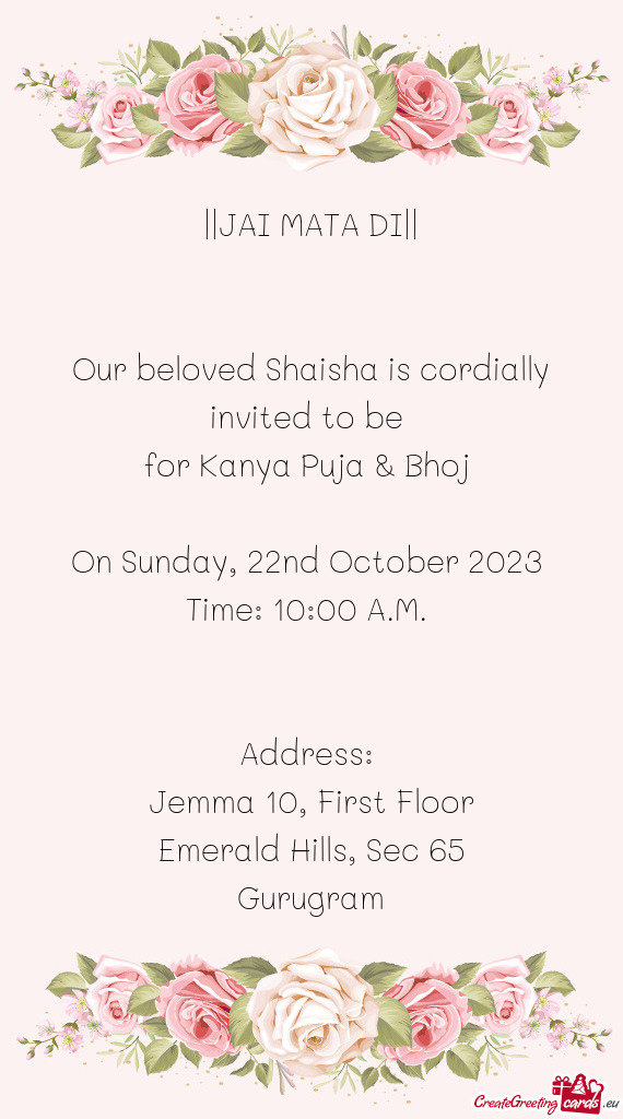 Our beloved Shaisha is cordially invited to be