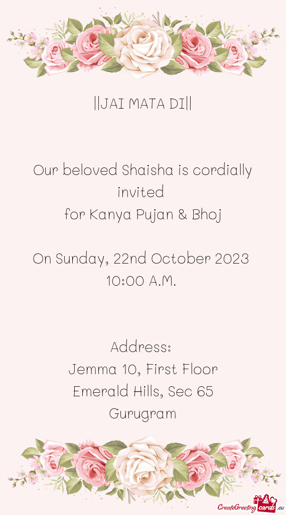 Our beloved Shaisha is cordially invited