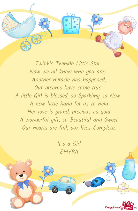 Our dreams have come true  A little Girl is blessed