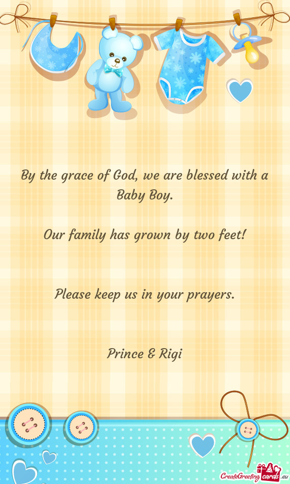 Our family has grown by two feet!  Please keep us in your prayers