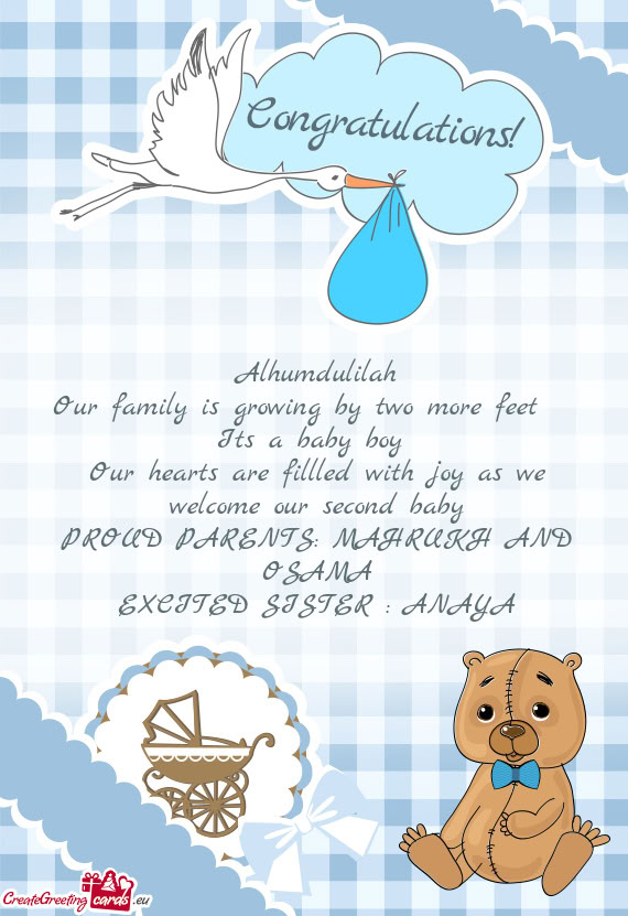 Our hearts are fillled with joy as we welcome our second baby