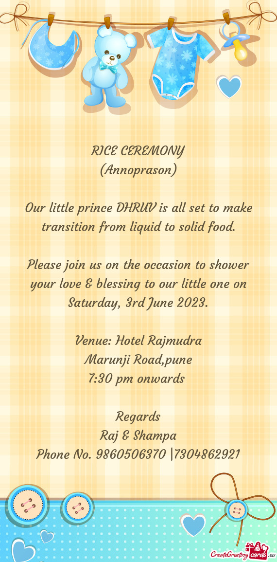 Our little prince DHRUV is all set to make transition from liquid to solid food