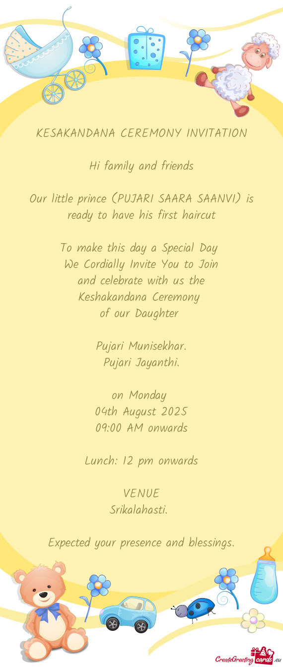 Our little prince (PUJARI SAARA SAANVI) is ready to have his first haircut