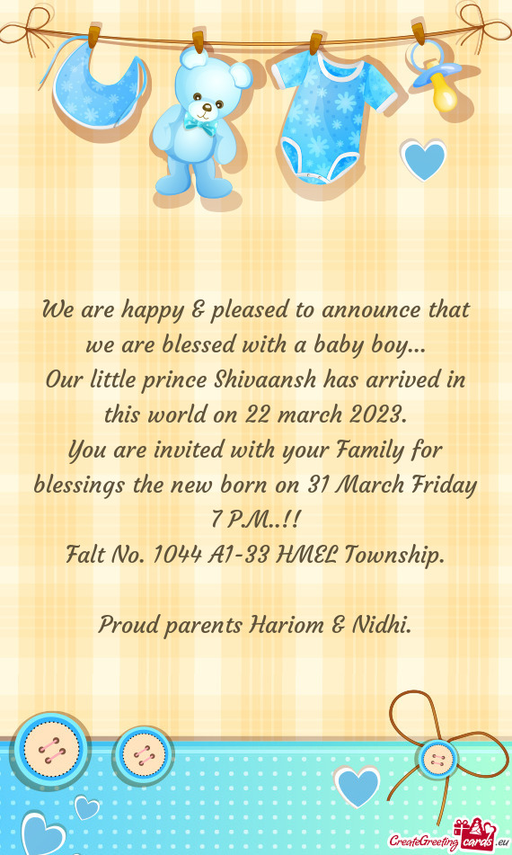 Our little prince Shivaansh has arrived in this world on 22 march 2023