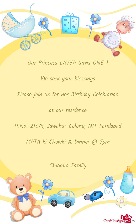 Our Princess LAVYA turns ONE