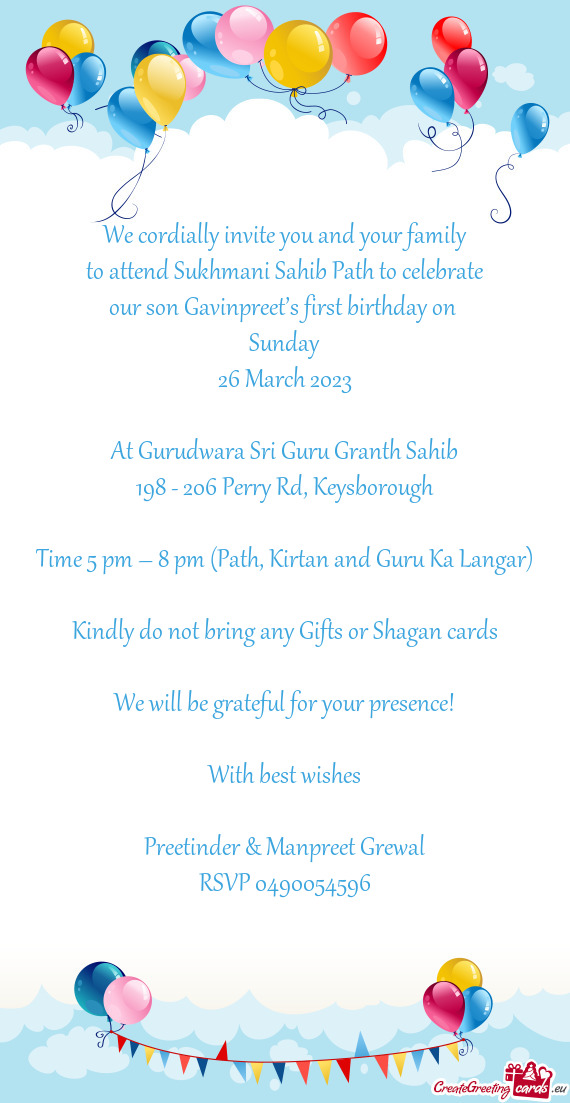 Our son Gavinpreet’s first birthday on