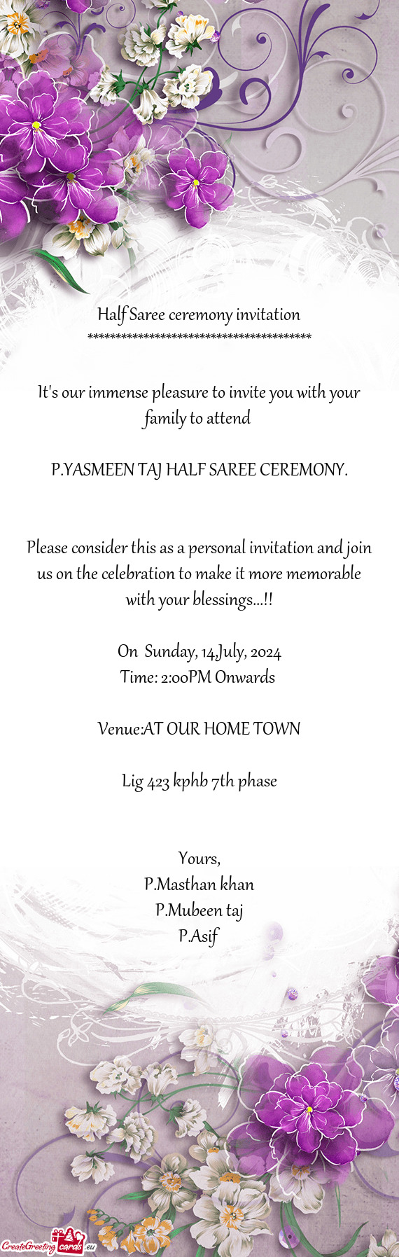 P.YASMEEN TAJ HALF SAREE CEREMONY