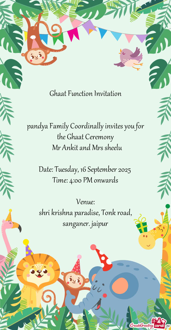 Pandya Family Coordinally invites you for the Ghaat Ceremony