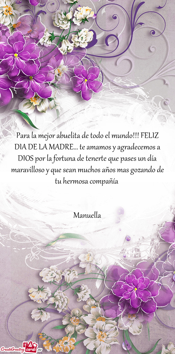 Para la mejor abuelita de todo el mundo!!! FELIZ DIA DE LA MADRE... te amamos y agradecemos a DIOS p