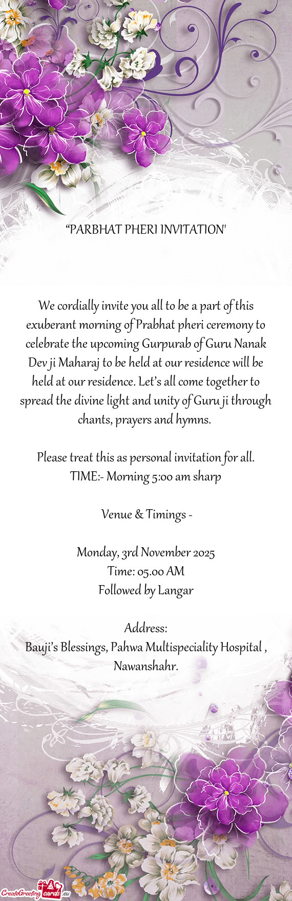 “PARBHAT PHERI INVITATION”