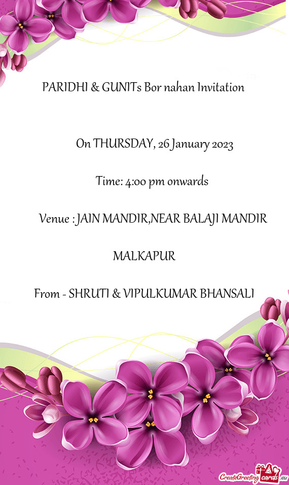 PARIDHI & GUNITs Bor nahan Invitation