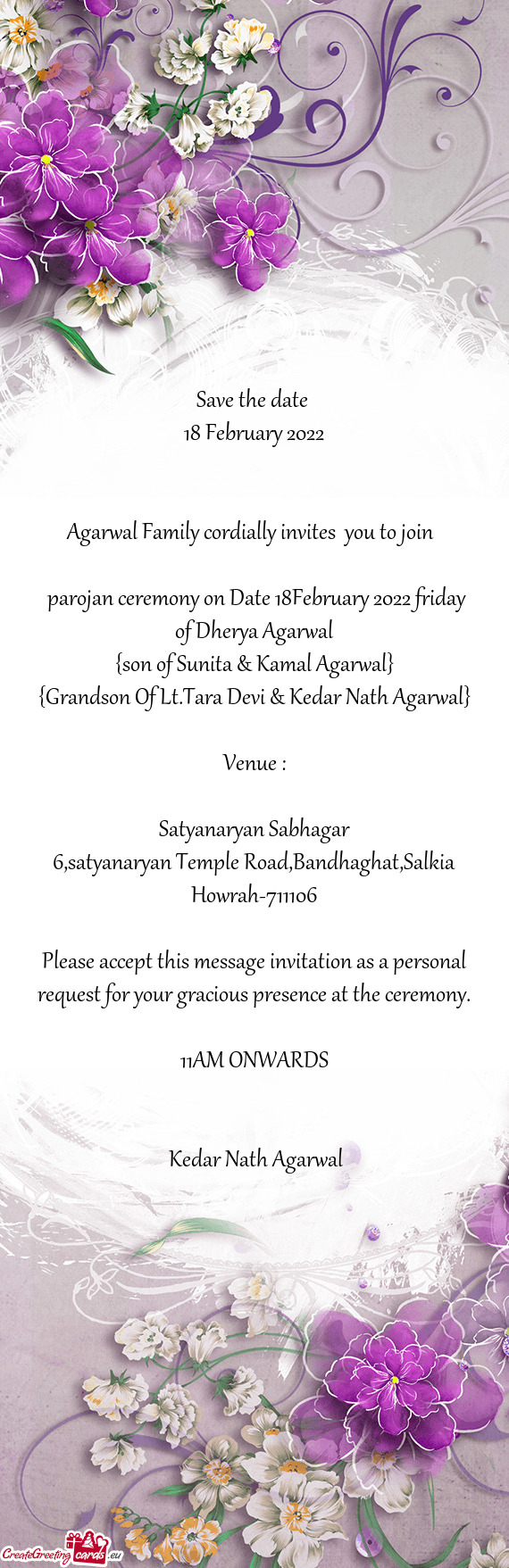 Parojan ceremony on Date 18February 2022 friday