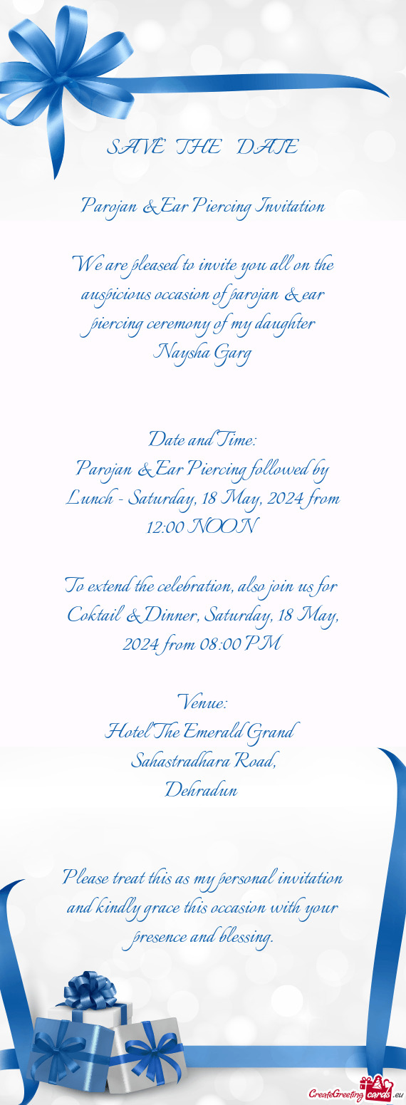 Parojan & Ear Piercing Invitation