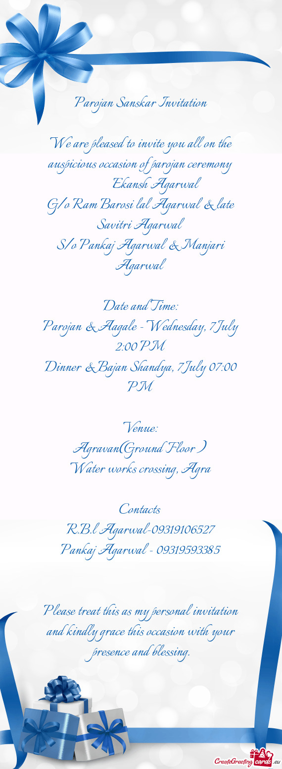 Parojan Sanskar Invitation