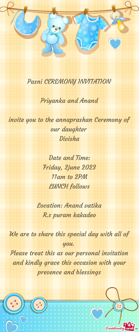 Pasni CEREMONY INVITATION