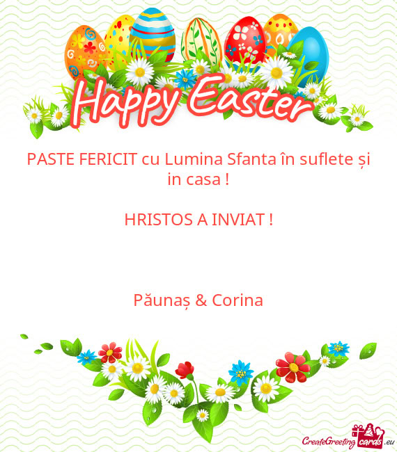 PASTE FERICIT cu Lumina Sfanta în suflete și in casa