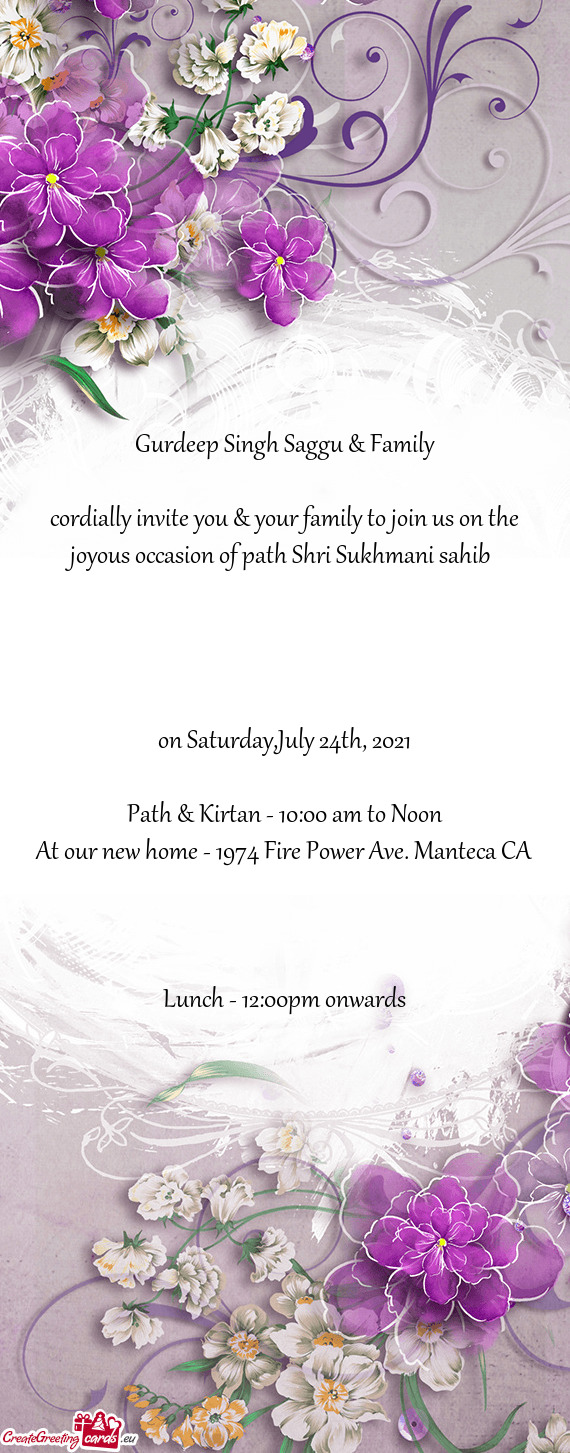 Path & Kirtan - 10:00 am to Noon