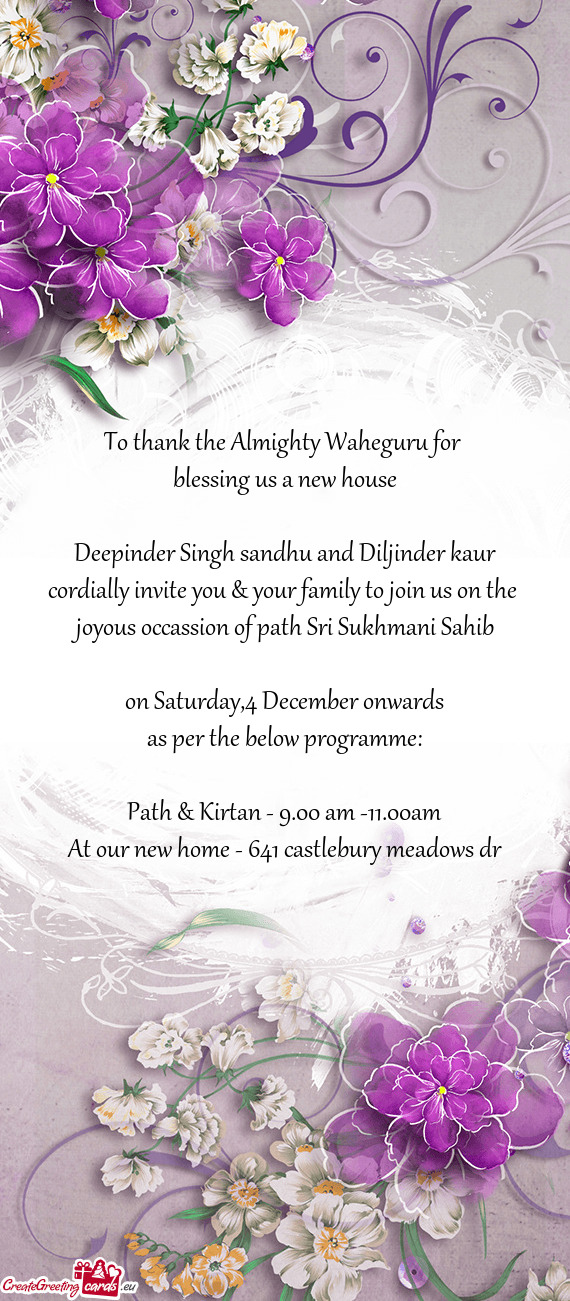 Path & Kirtan - 9.00 am -11.00am