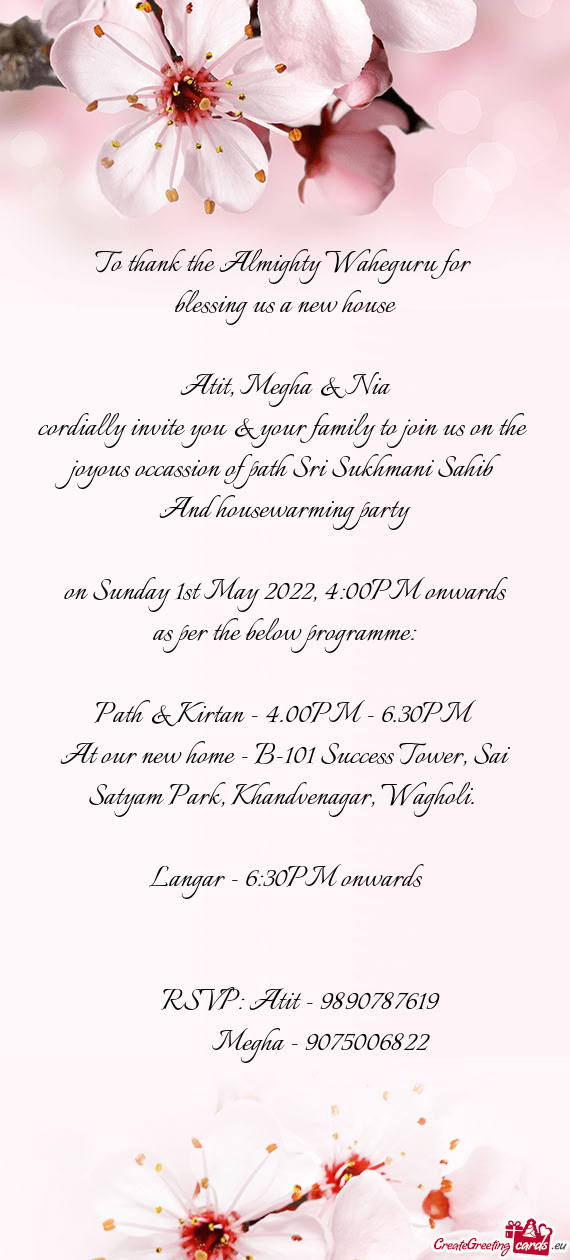 Path & Kirtan - 4.00PM - 6.30PM