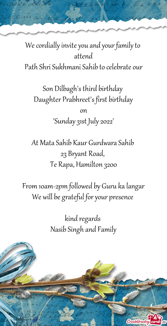 Path Shri Sukhmani Sahib to celebrate our