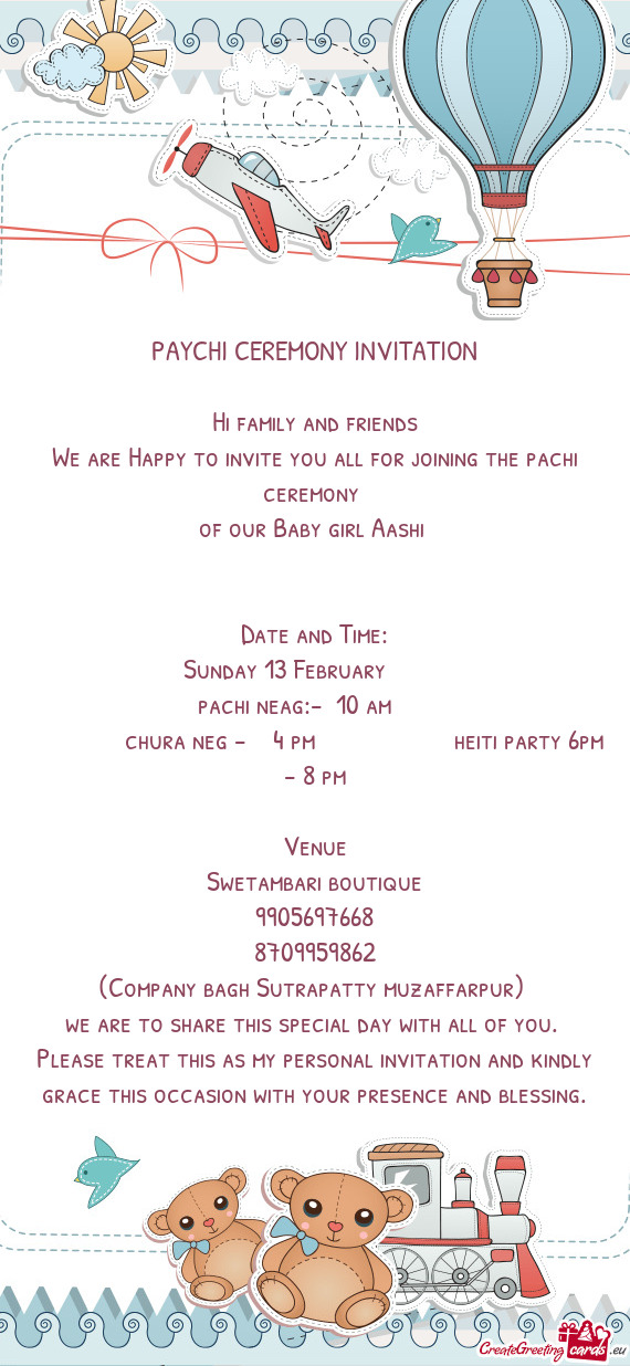 PAYCHI CEREMONY INVITATION