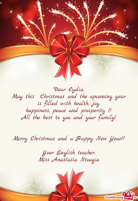 Peace and prosperity !!
 All the best to you and your family!
 
 
 Merry Christmas and a Happy New