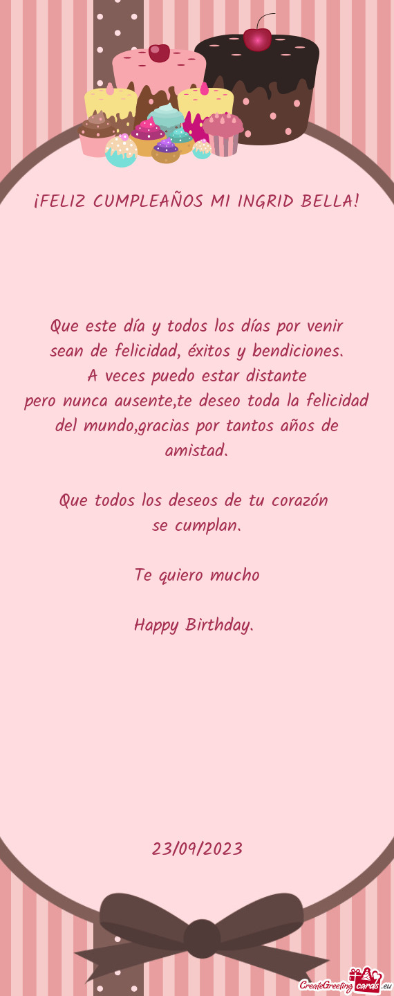 Pero nunca ausente,te deseo toda la felicidad del mundo,gracias por tantos años de amistad