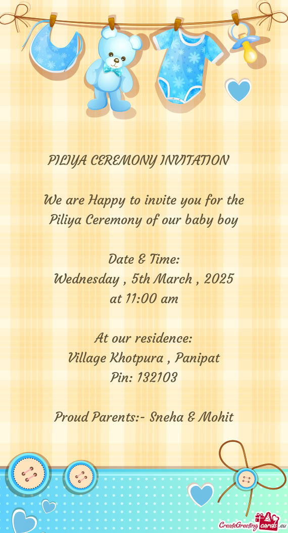 PILIYA CEREMONY INVITATION👼