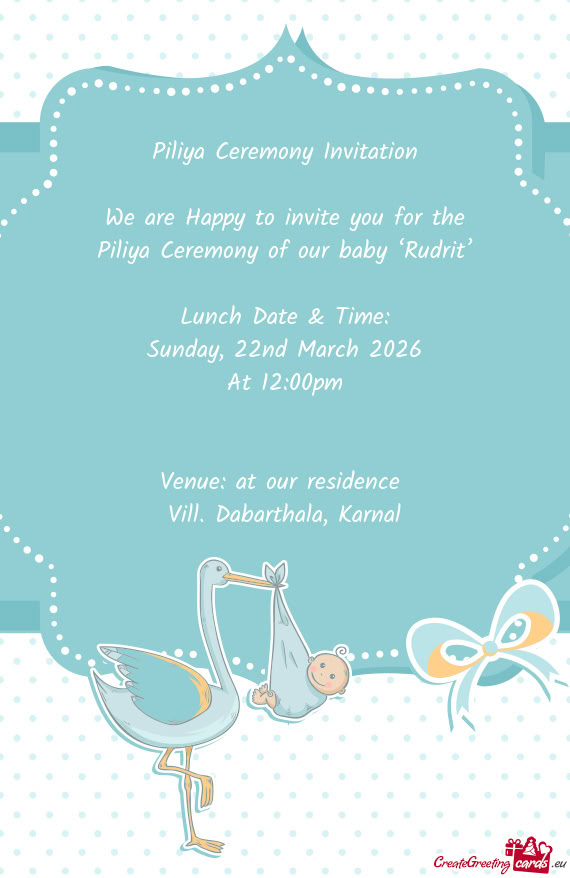 Piliya Ceremony of our baby ‘Rudrit’