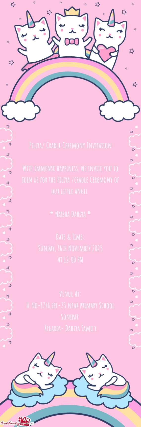 Piliya/ Cradle Ceremony Invitation