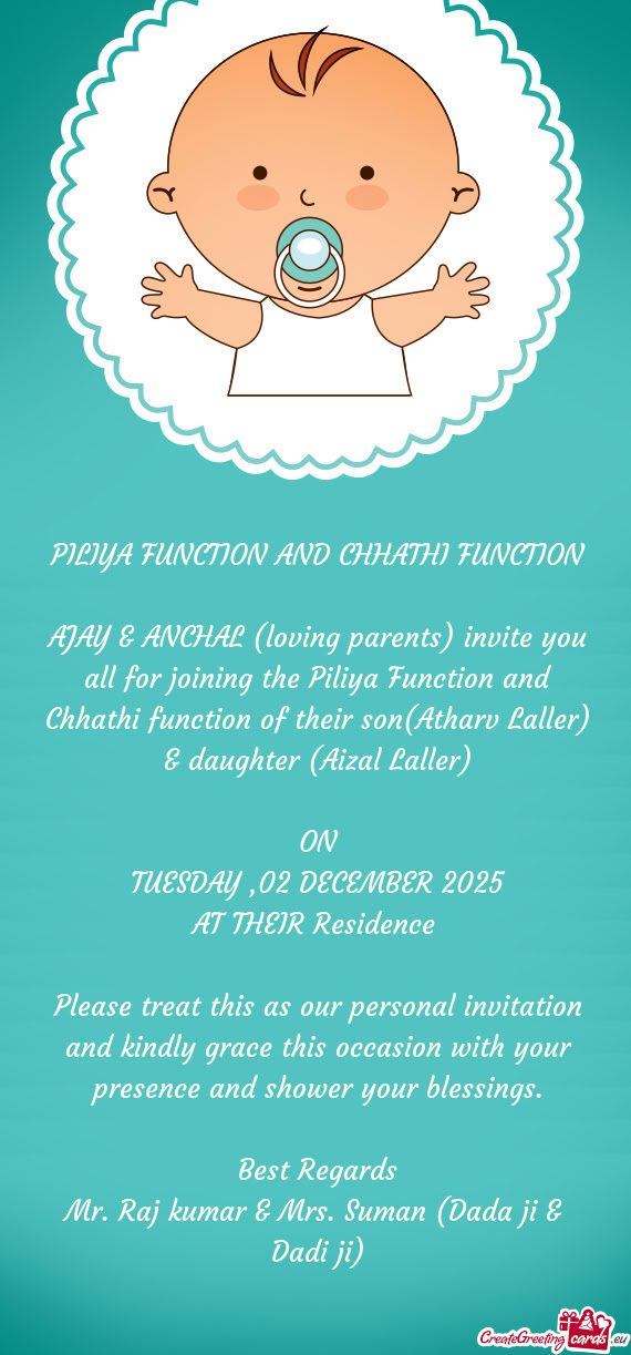 PILIYA FUNCTION AND CHHATHI FUNCTION