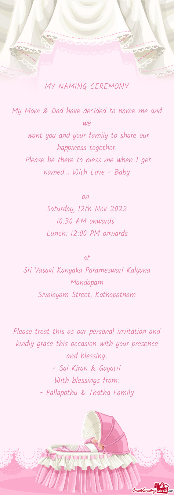 Please be there to bless me when I get named... With Love - Baby