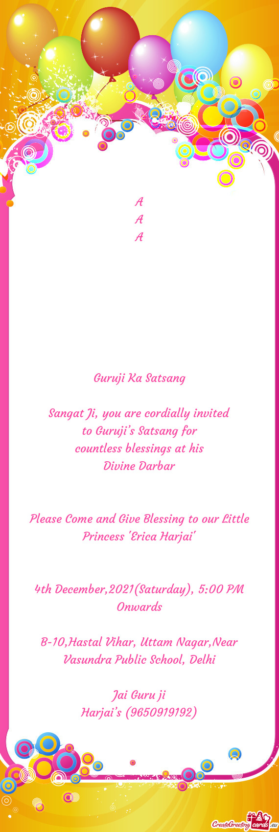 Please Come and Give Blessing to our Little Princess "Erica Harjai"
 
 
 4th December