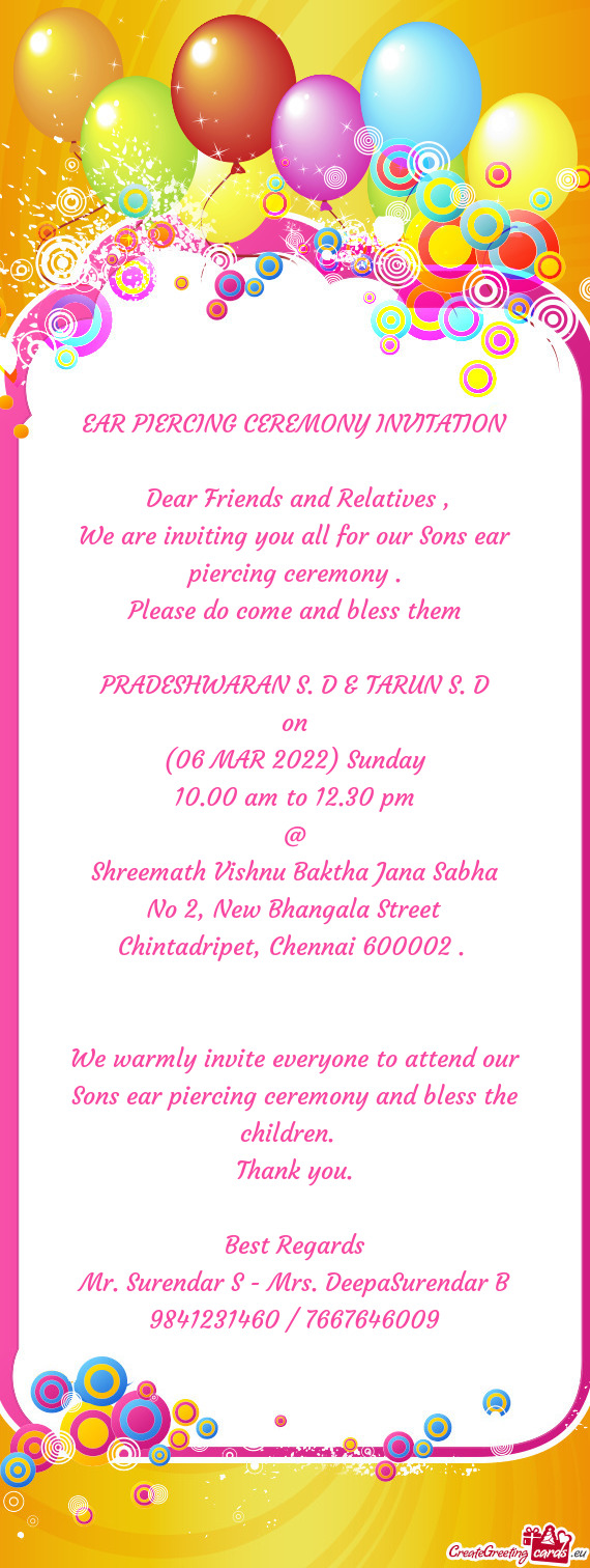 Please do come and bless them