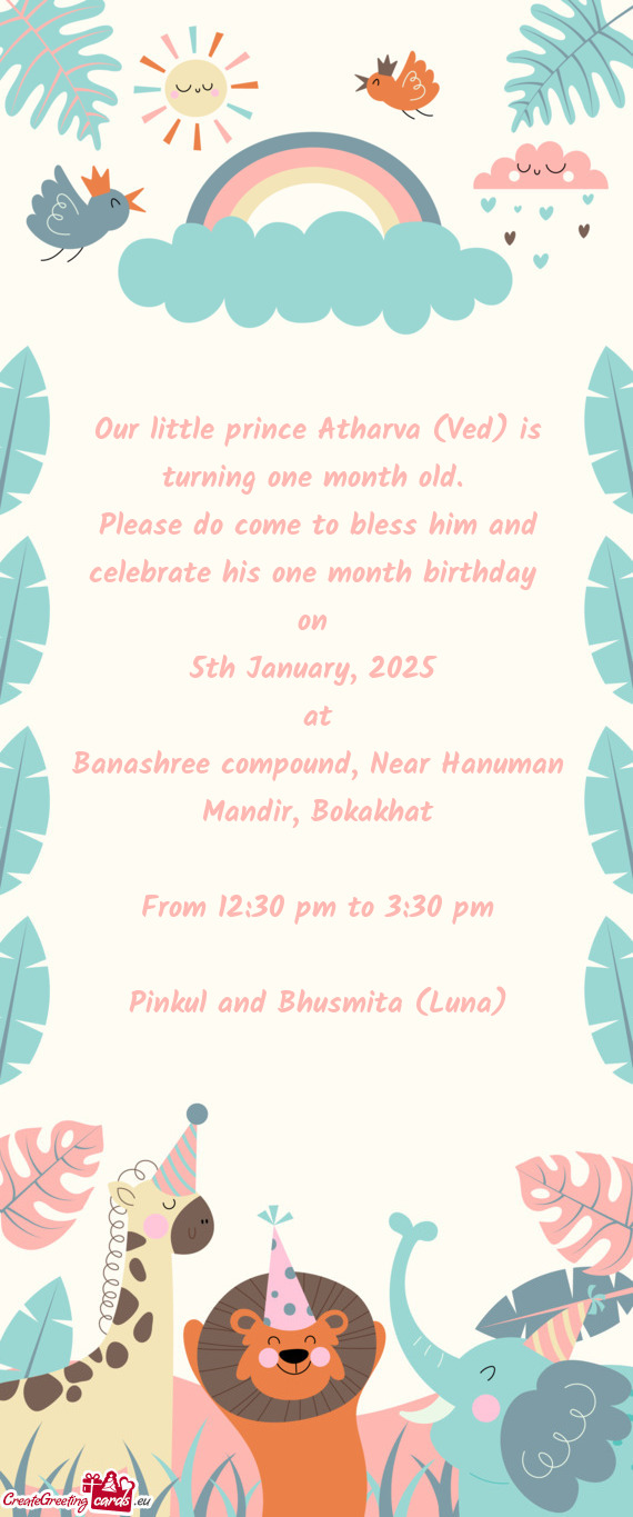 Please do come to bless him and celebrate his one month birthday