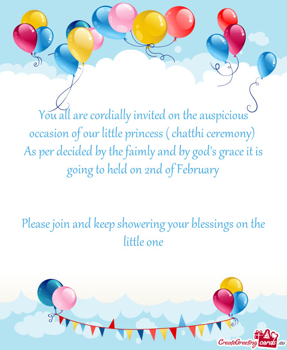 Please join and keep showering your blessings on the little one