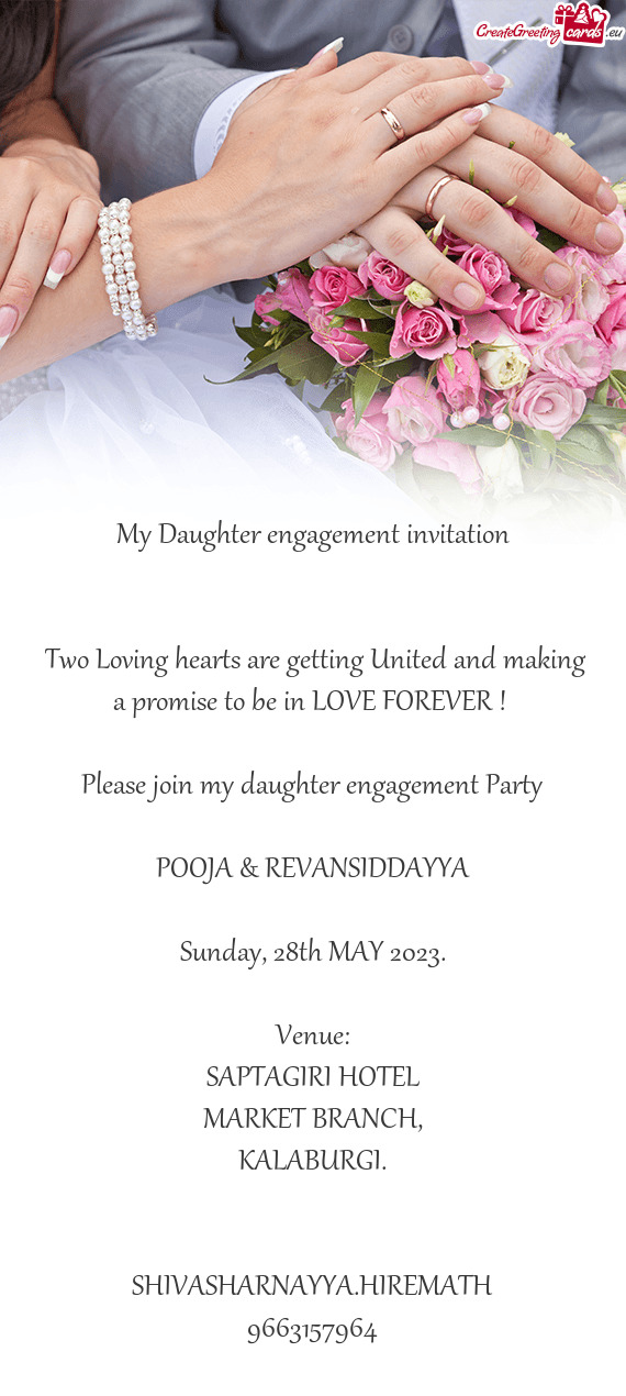 Please join my daughter engagement Party