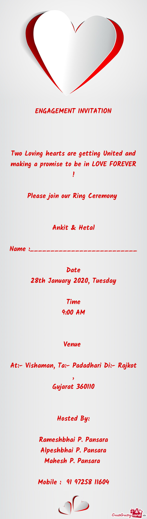 Please join our Ring Ceremony