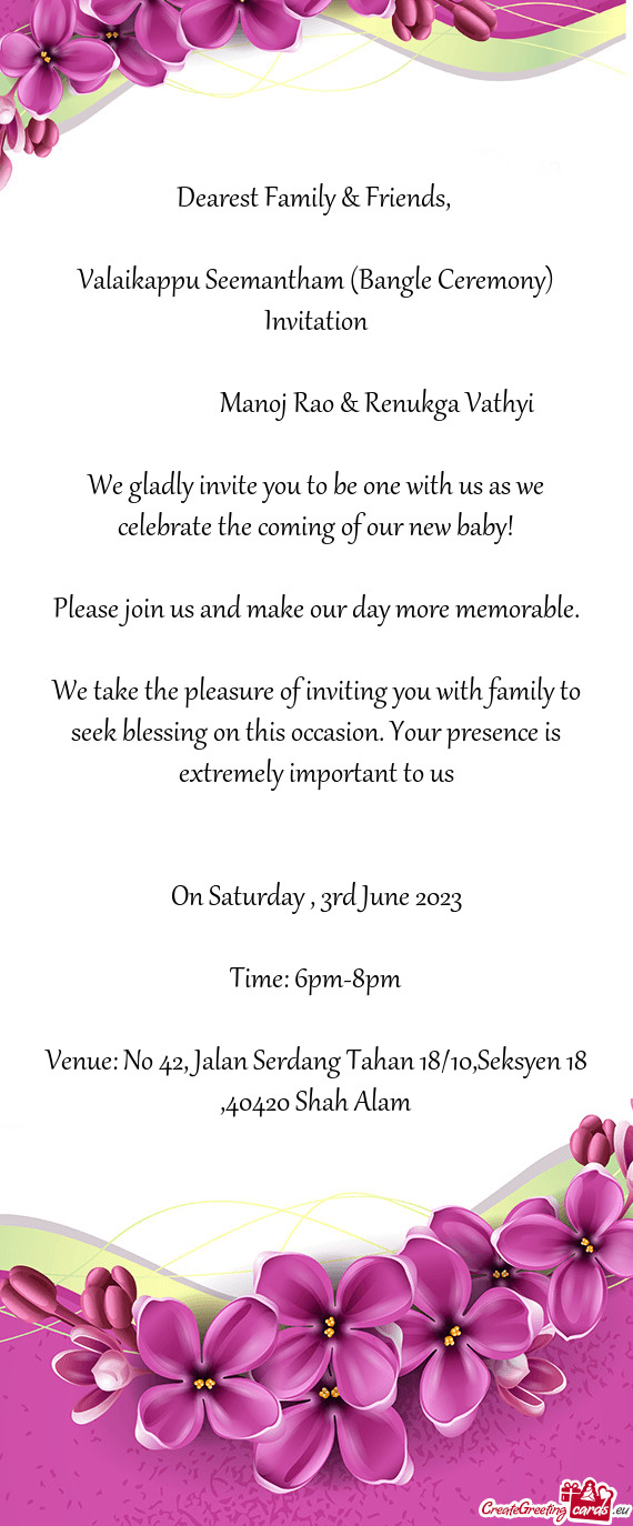 Please join us and make our day more memorable