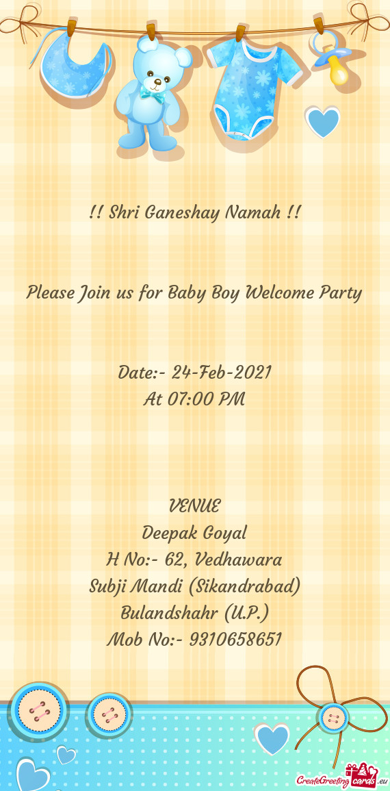 Please Join us for Baby Boy Welcome Party