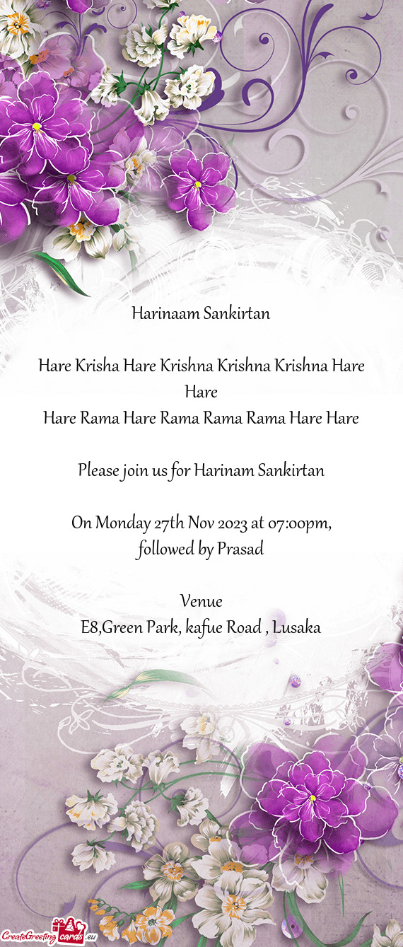 Please join us for Harinam Sankirtan