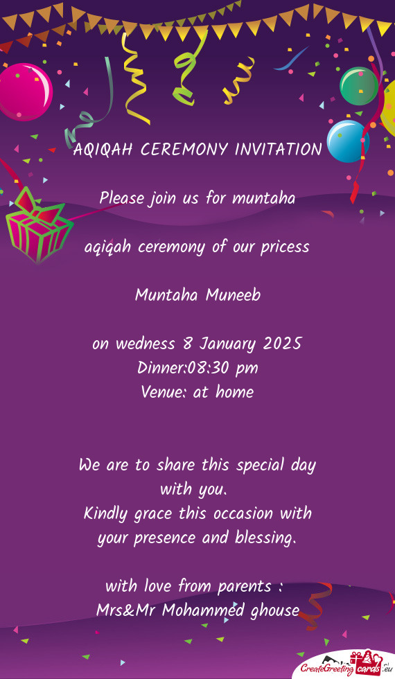 Please join us for muntaha