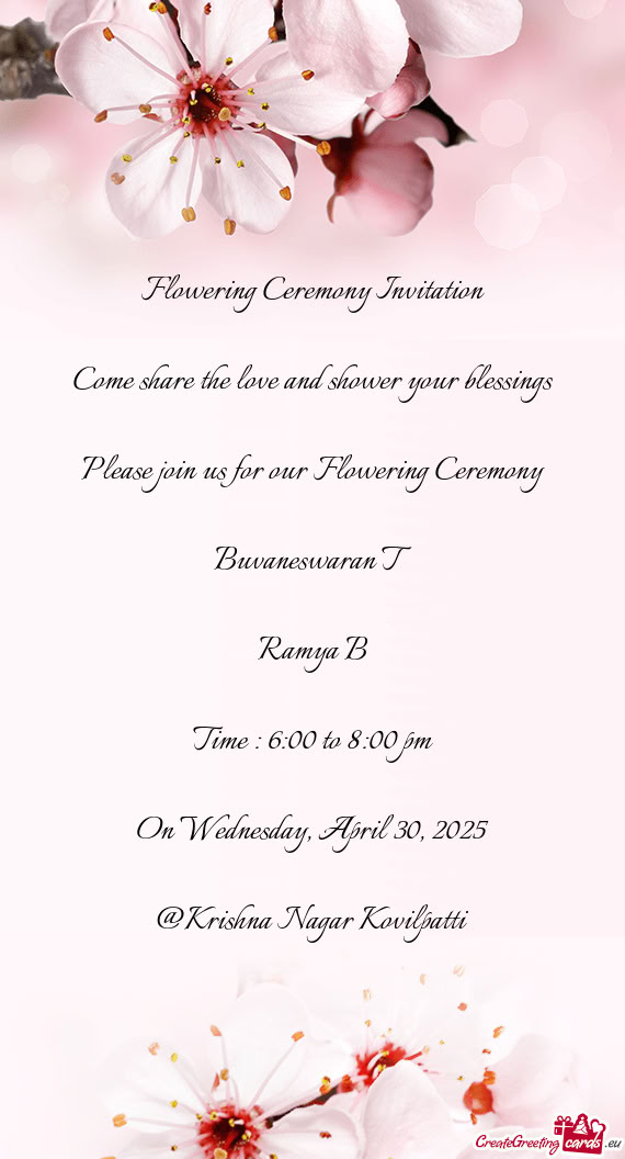 Please join us for our Flowering Ceremony