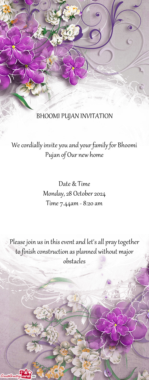 Please join us in this event and let's all pray together to finish construction as planned without m