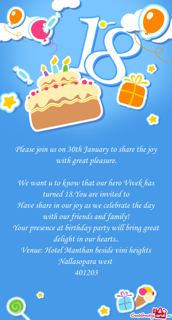 Please join us on 30th January to share the joy with great pleasure