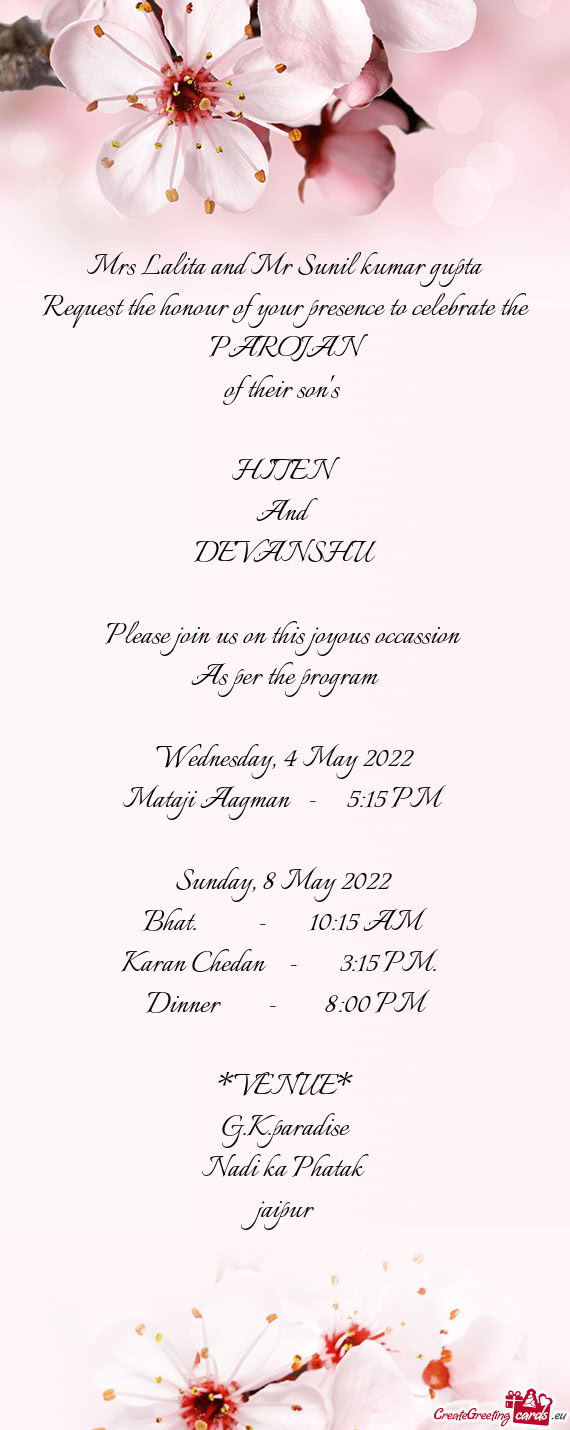 Please join us on this joyous occassion