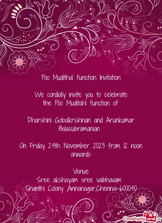 Poo Mudithal function Invitation