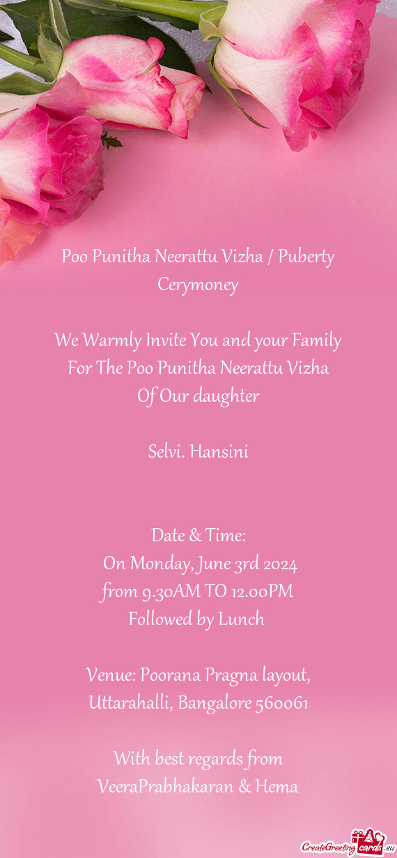 Poo Punitha Neerattu Vizha / Puberty Cerymoney